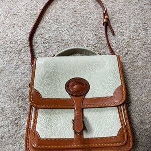 Dooney & Bourke Cream and Tan Pebbled Leather Top-Handle Crossbody